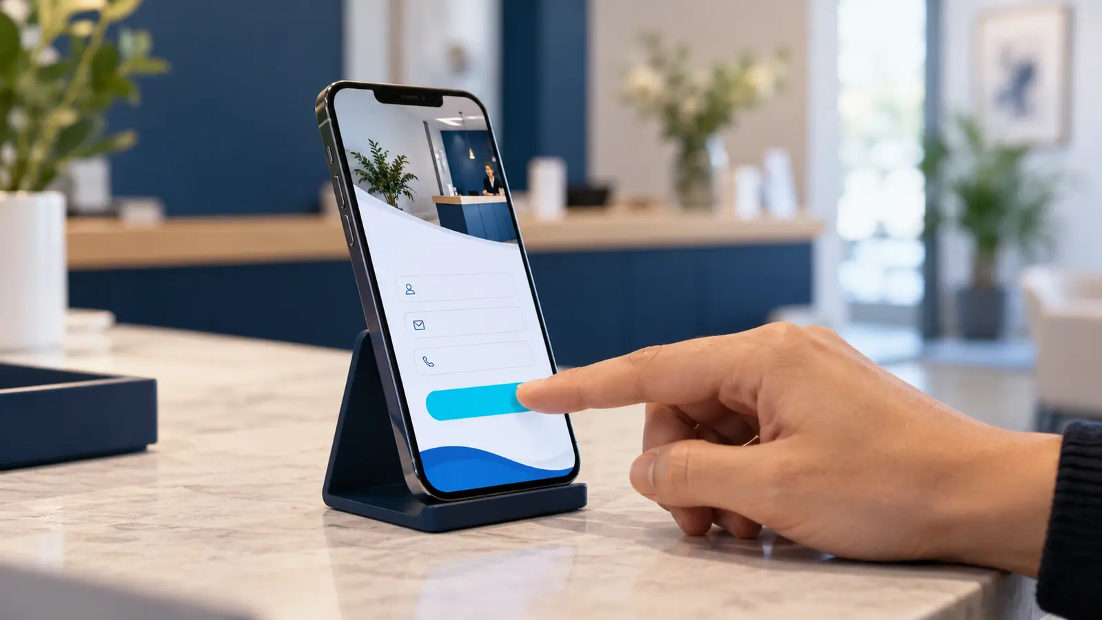 Una persona prueba el formulario de contacto de una web desde el celular